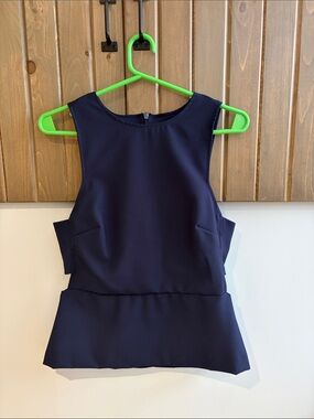 H&M Navy Blue Sleeveless Peplum Tunic Top